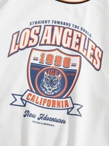 Manfinity Men Slogan & Striped Print Pullover - White - View 4