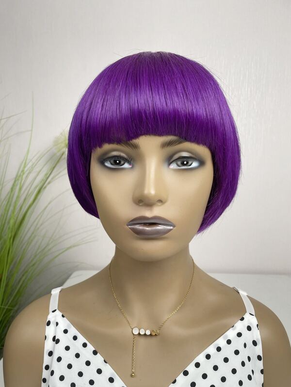 Straight Pixie Cut Short Human Hair Wig Elf Hair Purple Wig Mechanism