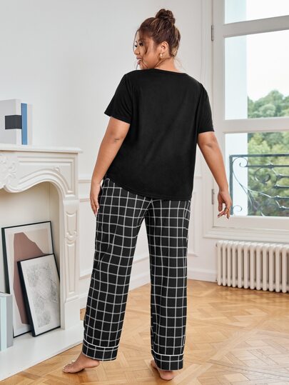 Ensemble de pyjama à carreaux à bouton