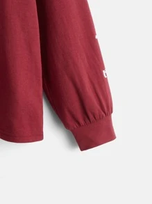 SHEIN Boys Slogan Graphic Tee - Burgundy - View 4