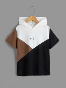 SHEIN Leap Crew Áo hoodie phối màu in chữ dành cho bé trai tuổi teen, đơn giản, thoải mái, phù hợp mặc hàng ngày vào mùa hè. - Nhiều màu - Xem 1