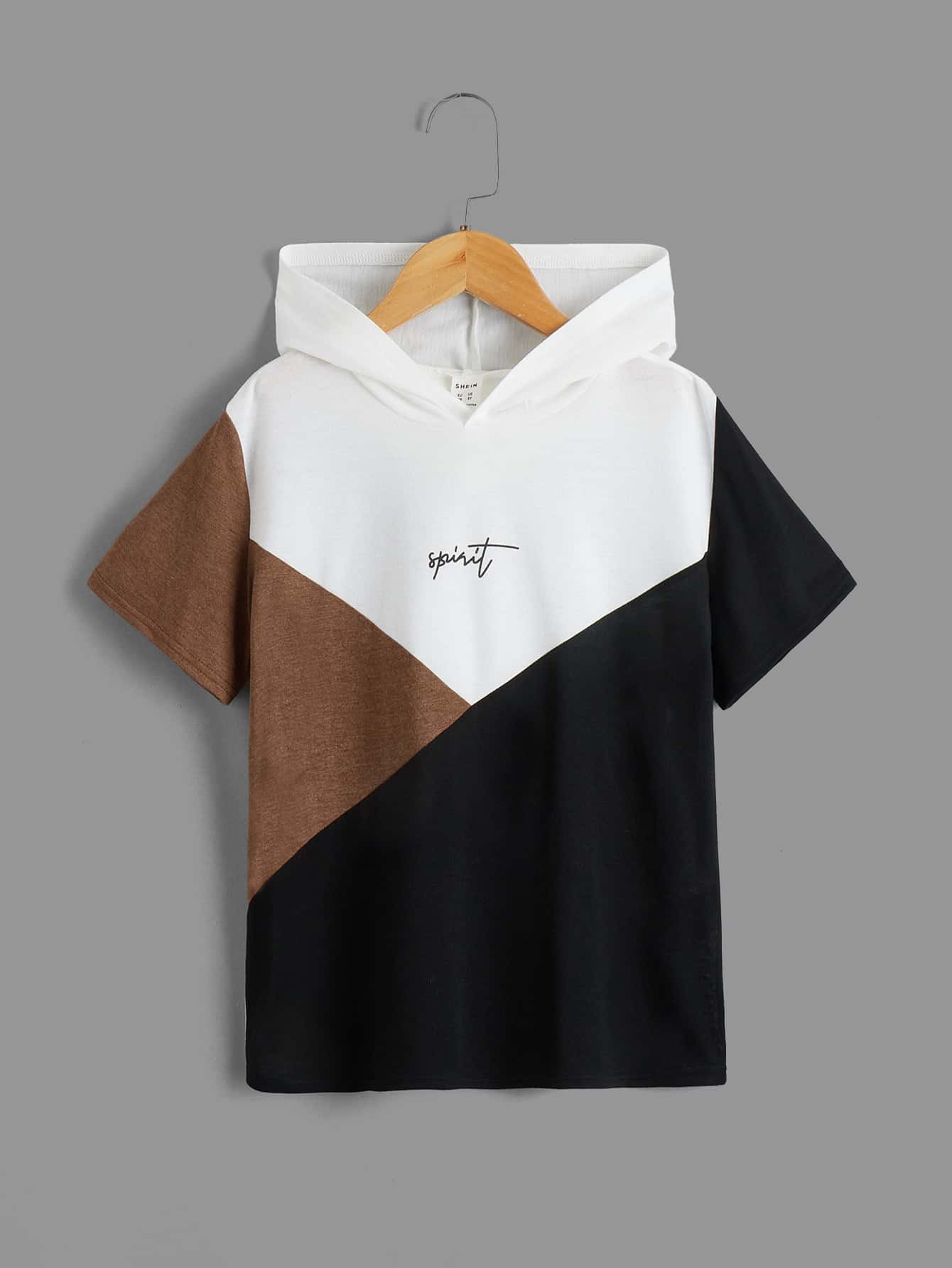 SHEIN Leap Crew Áo hoodie phối màu in chữ dành cho bé trai tuổi teen, đơn giản, thoải mái, phù hợp mặc hàng ngày vào mùa hè. - Nhiều màu - Xem 1