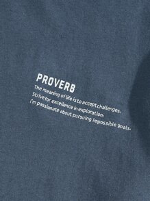 Manfinity VCAY Men Cotton Slogan Graphic Tee - Navy Blue - View 3