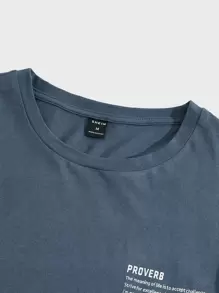 Manfinity VCAY Men Cotton Slogan Graphic Tee - Navy Blue - View 4