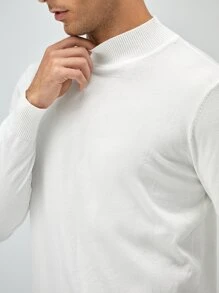 GENTILAND 男士小高領素色套頭毛衣 - 白色 - 查看 3