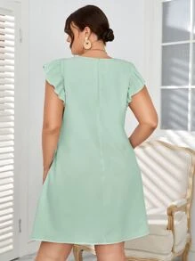 SHEIN VCAY Vestido túnico de manga con volante - verde menta - Ver 2