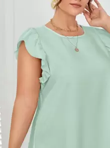 SHEIN VCAY Vestido túnico de manga con volante - verde menta - Ver 3