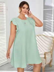 SHEIN VCAY Vestido túnico de manga con volante - verde menta - Ver 6