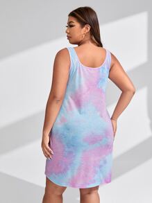 SHEIN EZwear 大碼紮染大圓領背心洋裝