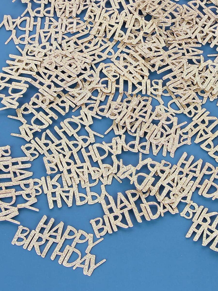 50pcs/Set Gold/Pink/Purple/Black/Colorful/Iridescent/Fuchsia "Happy Birthday" Letter Confetti For Birthday Party Decoration - Gold - View 1