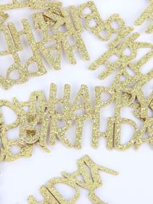 50pcs/Set Gold/Pink/Purple/Black/Colorful/Iridescent/Fuchsia "Happy Birthday" Letter Confetti For Birthday Party Decoration - Gold - View 2