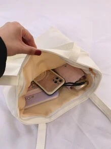 便携式女士手提包，非常适合商务、工作、通勤、高中，便携，适合少女和大学女生，非常适合办公室、大学、小学、初中、工作、体育场、运动，轻便耐用的大容量单肩包，秋冬季节通用，适合返校和旅行 - 米色 - 查看 4