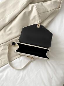 Bolsa cuadrada con diseño metal con solapa - Blanco - Ver 8