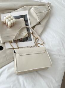 Bolsa cuadrada con diseño metal con solapa - Blanco - Ver 2