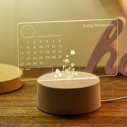 1 件 3D 发光日历手写板，带可擦除记号笔，创意夜灯