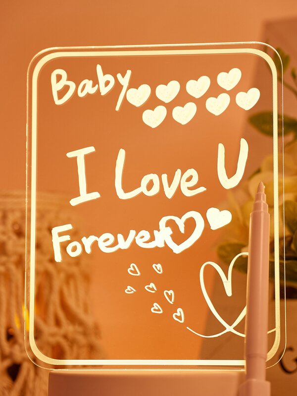 1pc Writable Erasable Decoration Light With Marker Pen, 3D Clear USB