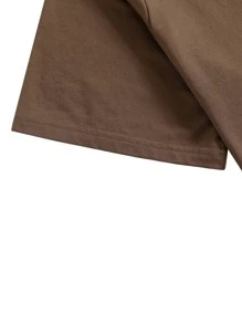 Men Cartoon & Slogan Graphic Tee - Coffee Brown - View 4