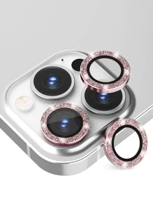 Protector de lente de cámara con purpurina de 3 piezas compatible con iPhone 15/15Pro/15Plus/15Promax