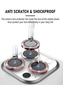 Protector de lente de cámara con purpurina de 3 piezas compatible con iPhone 15/15Pro/15Plus/15Promax