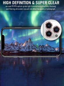 Protector de lente de cámara con purpurina de 3 piezas compatible con iPhone 15/15Pro/15Plus/15Promax