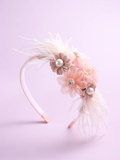 假珍珠和花卉裝飾的boho發帶