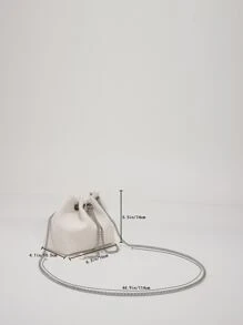 Nhẹ, Túi đựng dây xích nhung mini thông thường dành cho doanh nhân, Ví thiết kế dây rút bằng kim loại, Túi đeo chéo nữ dành cho nữ tuổi teen Sinh viên đại học, tân binh & nhân viên cổ trắng Hoàn hảo cho văn phòng, đại học, công việc, kinh doanh, đi làm - trắng - Xem 7