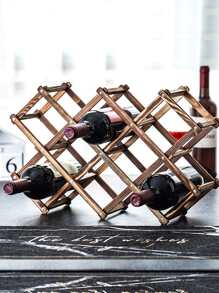 1pc Wooden Wine Rack - Brown - View 2