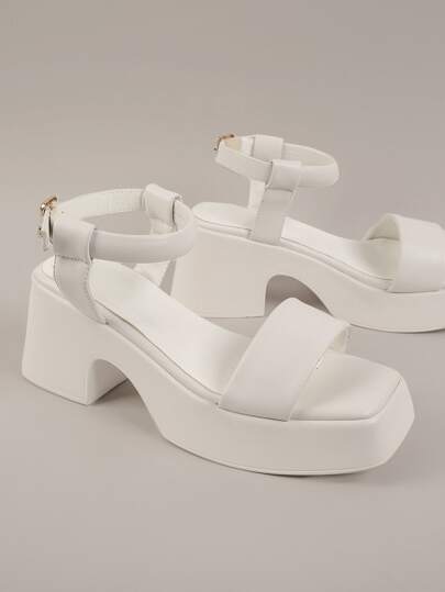 white platform sandals shein