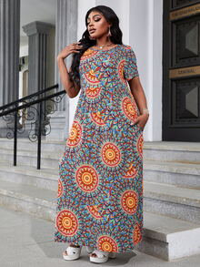 DEARCASE Plus Mandala Print A-line Dress - Multicolor - View 3