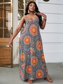 DEARCASE Plus Mandala Print Cami Dress - Multicolor - View 4
