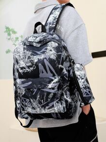 3 件套男士字母图案休闲背包套装带笔袋书包套装大学书包套装高中生研究生大一大二学生通勤、户外、徒步旅行背包套装大容量轻便拼色背包笔记本电脑圣诞节感恩节秋冬礼物节日男士礼物男士礼物多功能便携时尚休闲爸爸礼物男友礼物度假趣味礼物 - 彩色 - 查看 7