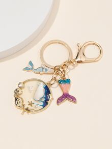 美人魚和貝殼吊墜鑰匙圈 - 彩色 - 查看 3
