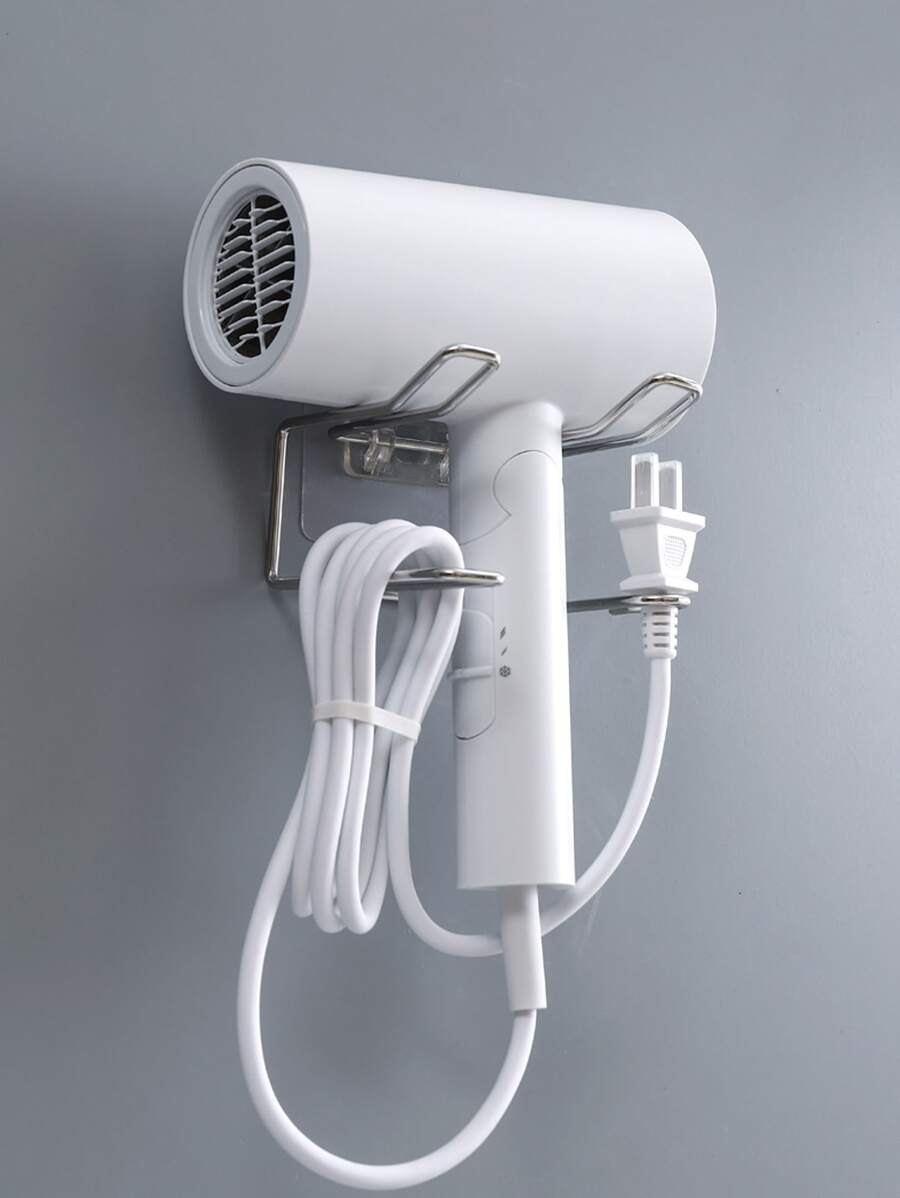 1入組不銹鋼吹風機支架壁掛式自粘浴室吹風機架