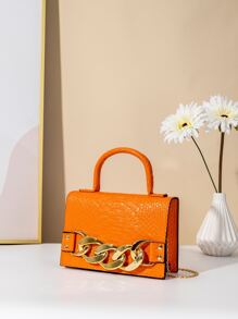 con diseño de cadena de cocodrilo en relieve asa - Naranja - Ver 2