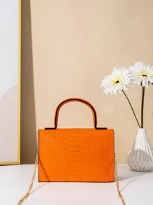 con diseño de cadena de cocodrilo en relieve asa - Naranja - Ver 3