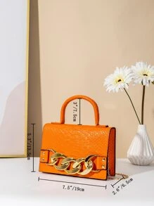 con diseño de cadena de cocodrilo en relieve asa - Naranja - Ver 4