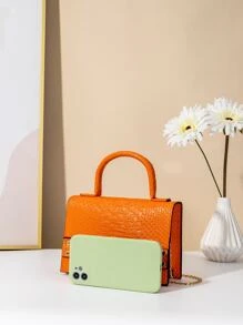 con diseño de cadena de cocodrilo en relieve asa - Naranja - Ver 5