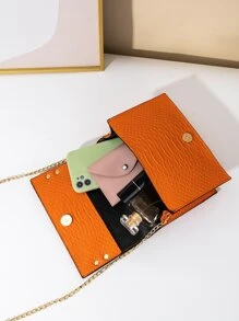 con diseño de cadena de cocodrilo en relieve asa - Naranja - Ver 6