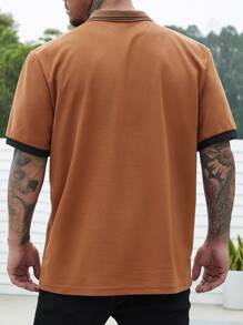 Manfinity Homme Áo thun có cổ Nam Nút Thú vật Giải trí - màu nâu - Xem 2