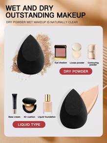 2PCS Makeup Sponge, Suitable For Cream & Powder Concealer, Loose Powder Makeup Applicator,Makeup,Cheap,Room Decor,Vanity,Travel,Bedroom,Makeup Accessories,Puff,Makeup Blender,Powder Puff,Makeup Sponge,Cheap,Stocking Stuffers,Makeup,Makeup Tools,Cheap Stuff,Gifts,Gifts For Women,Christmas Gifts,Giveaways,Travel,Cheap Stuff,Travel Essential - 黑色 - 查看 4