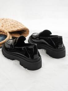 Platform Oxford Shoes, Mary Jane Style, Black, 2024 New Slip-On Loafer Flats For Women - Black - View 2