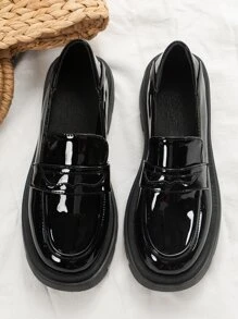Platform Oxford Shoes, Mary Jane Style, Black, 2024 New Slip-On Loafer Flats For Women - Black - View 3