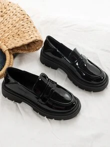 Platform Oxford Shoes, Mary Jane Style, Black, 2024 New Slip-On Loafer Flats For Women - Black - View 4