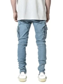 Quần Jeans Cargo Thường Ngày Cho Nam, Trường Học - Rửa nhẹ - Xem 2
