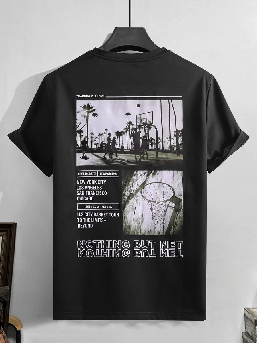 Manfinity EMRG Men Figure & Slogan Graphic Tee - Black - View 1