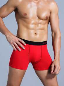 Hombres 3 piezas Calzoncillos boxer con estampado de letra - Negro - Ver 3