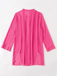 SHEIN Swim Summer Beach Cut-Out Button Front Kimono - Hot Pink - View 2