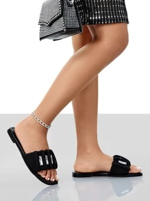 水鑽裝飾涼拖 - 黑色 - 查看 4