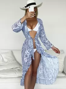 Kimono - Xanh và trắng - Xem 1