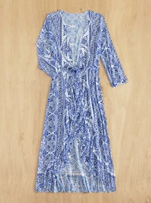 Kimono - Xanh và trắng - Xem 4